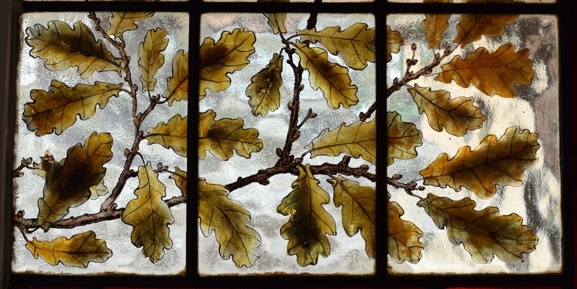 Village Hall Oak leaf Window